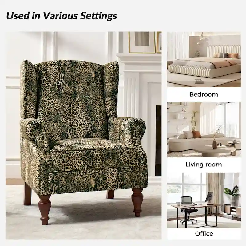 Ivan Traditional Animal Pattern Armchair with Nailhead Trim by HULALA HOME