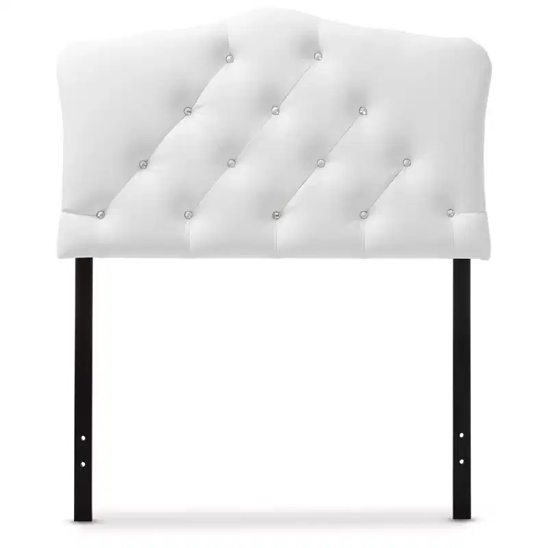 Twin Myra Modern And Contemporary Faux Leather Upholstered Button Tufted Scalloped Headboard White - Baxton Studio