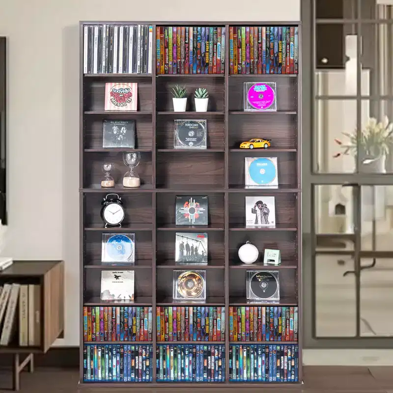 Media Storage Cabinet, 9-layer DVD Shelf Holds up to 756 CDs, Adjustable CD Shelves 27 Compartments, Protects & Organizes Music, Movie