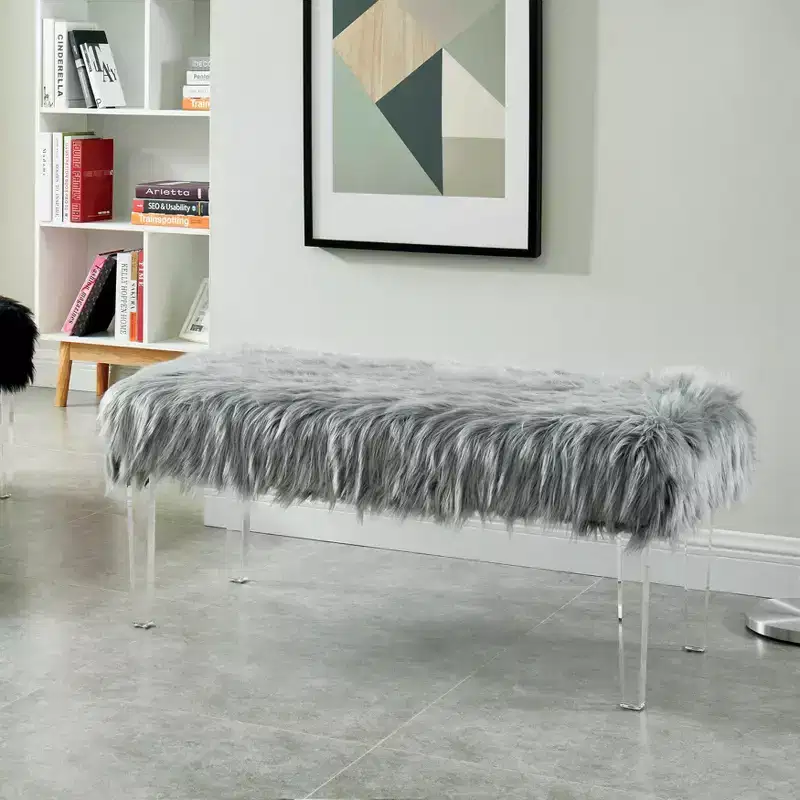 42 Korbin Faux Fur Like Glam Bench - HOMES: Inside + Out