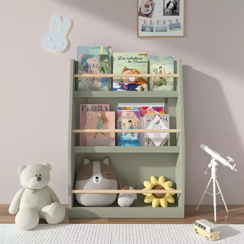 3 Tier Kids Book Shelf,Kids Book Rack, Helps Keep Bedrooms, Playrooms, and Classrooms Organized,Sage
