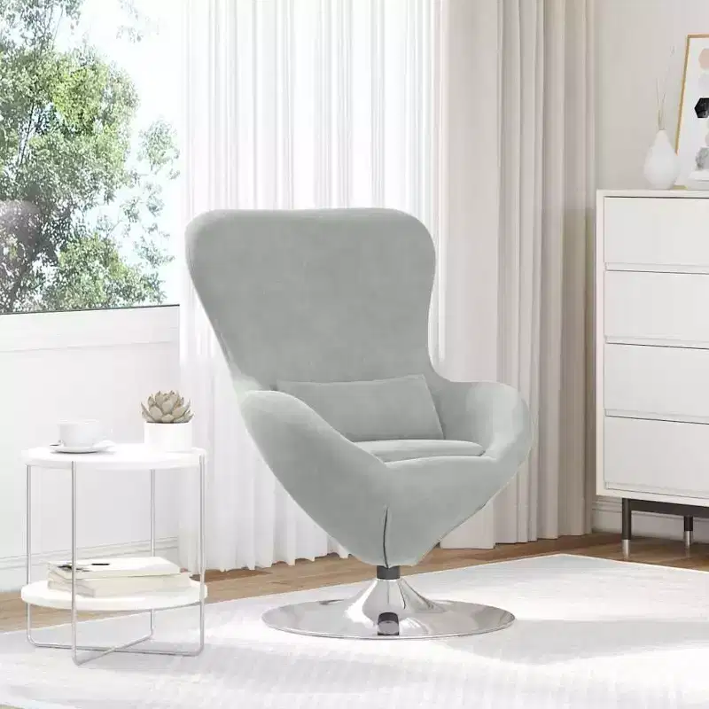 Egg Chair with Footstool Velvet