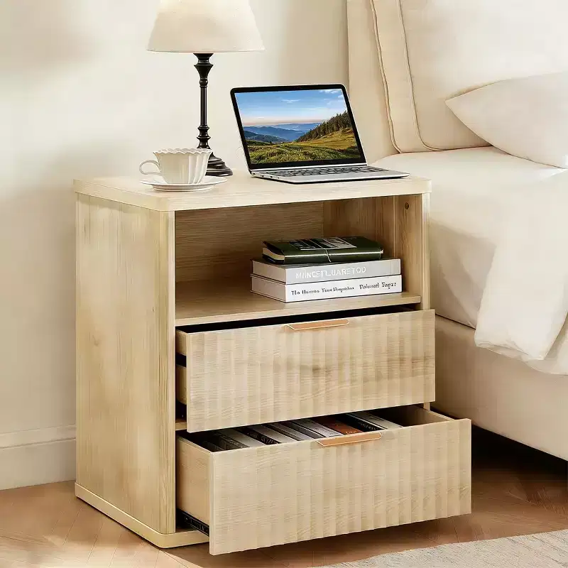 Nightstand with Charging Station, 3-in-1 Bedside Table with USB Ports and Outlet, Small End Table with Drawers and Open Shelf