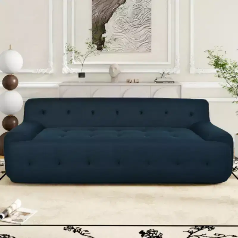 Modern Minimalist Style Tufted Design Upholstered Sofa, 3-Seat Compression Sofa for Living Room, Bedroom, and Apartment