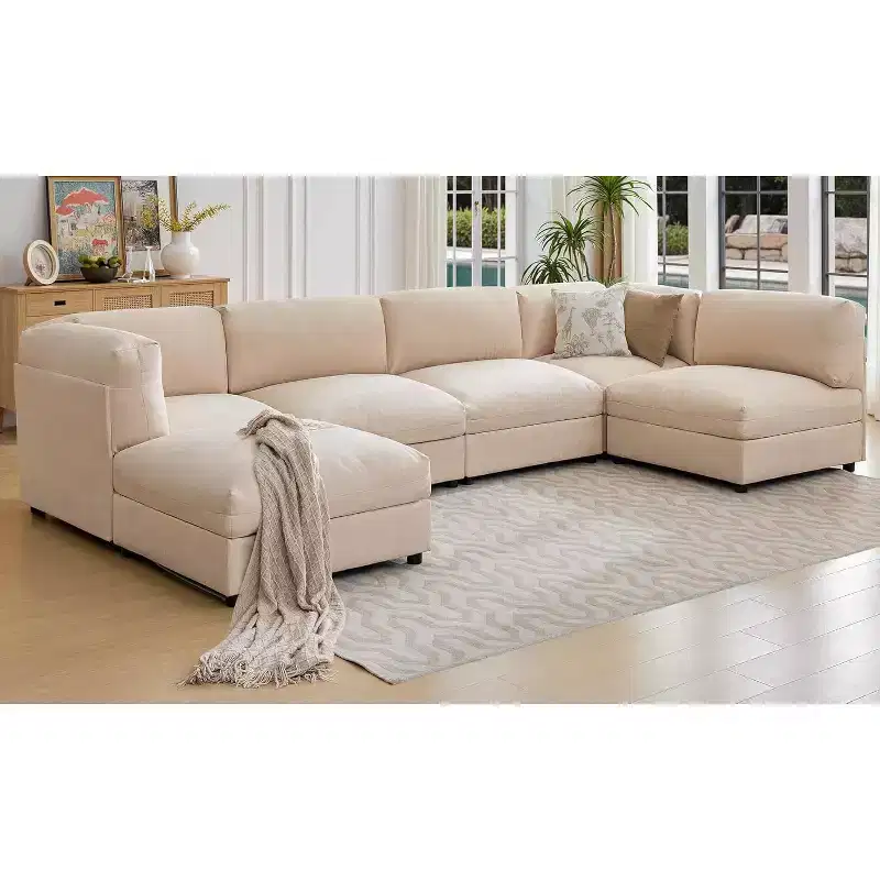 AMERLIFE U-Shaped Modular Sectional Sofa with Ottoman, Oversized Couch for Living Room