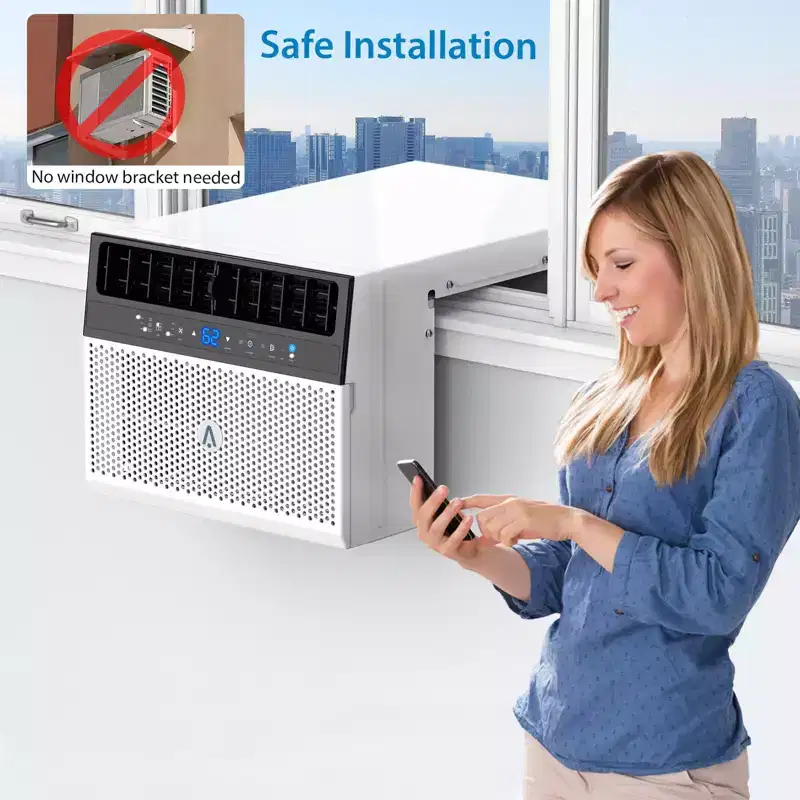 Acekool 6,000 BTU Smart Window Air Conditioner, Wi-Fi Room AC with Remote, Quiet Cooling for Rooms up to 250 Sq Ft
