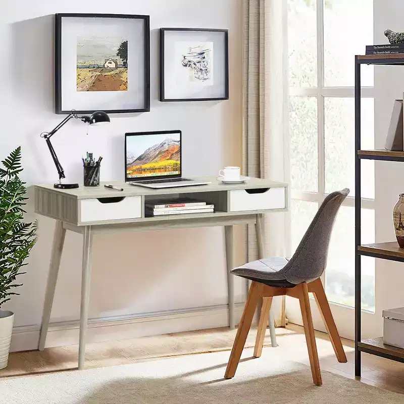 Costway Computer Desk Writing Table w/ Drawers Laptop PC Workstation Home Oak\Walnut