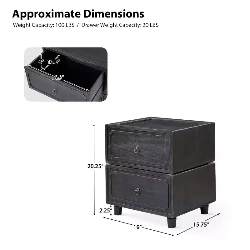 Leo 2 - Drawer End Table With Modular Design| ART OF LIVING DESIGNS-BLACK