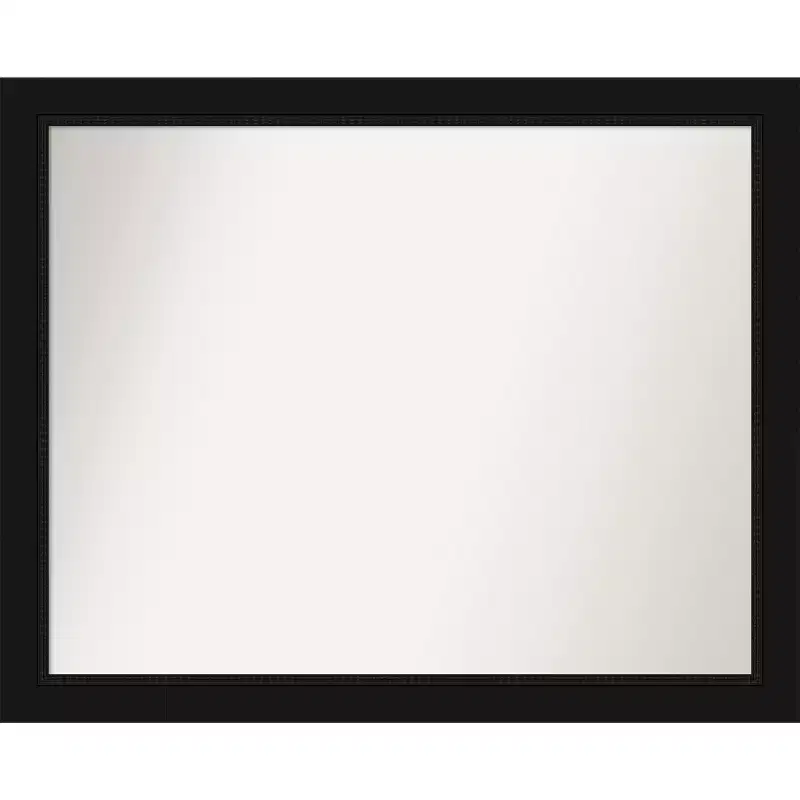 Non-Beveled Bathroom Wall Mirror Satin Black Frame