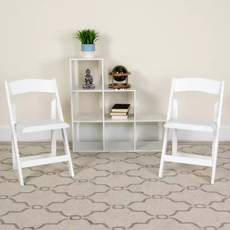 Emma and Oliver 2 Pack Wedding Party Event Wood Folding Chair with Vinyl Padded Seat