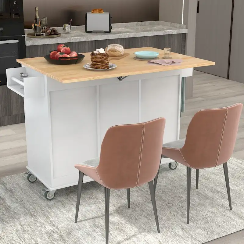 Multifunctional Kitchen Cart with Spice Rack and Adjustable Shelves