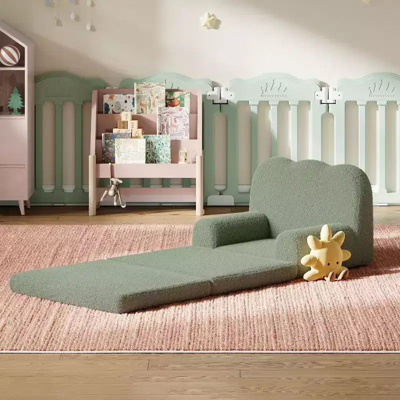 2-in-1 Comfy Toddler Couch Fold Out, Convertible Sofa to Lounger Foam Chair, Gift for Girls and Boys