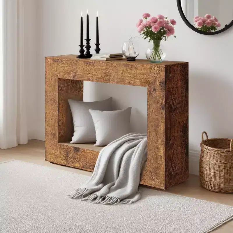 47 Inches Farmhouse Console Table, Wooden Entryway Console Table, Industrial Hallway Accent Table for Living Room, Entrance, Foyer