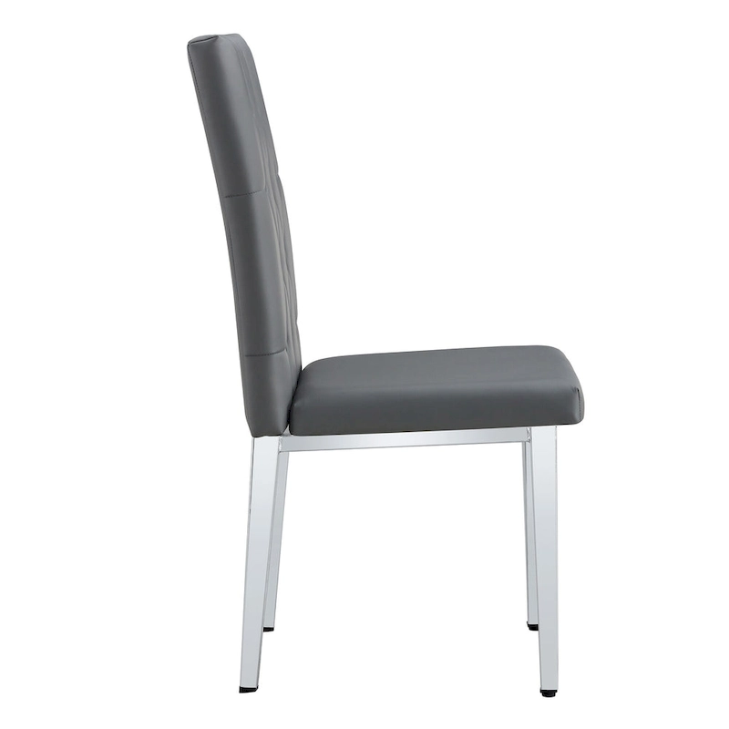 4 piece set of gray armless dining chairs brings a touch of elegance and mystery to the dining area with its deep gray tone