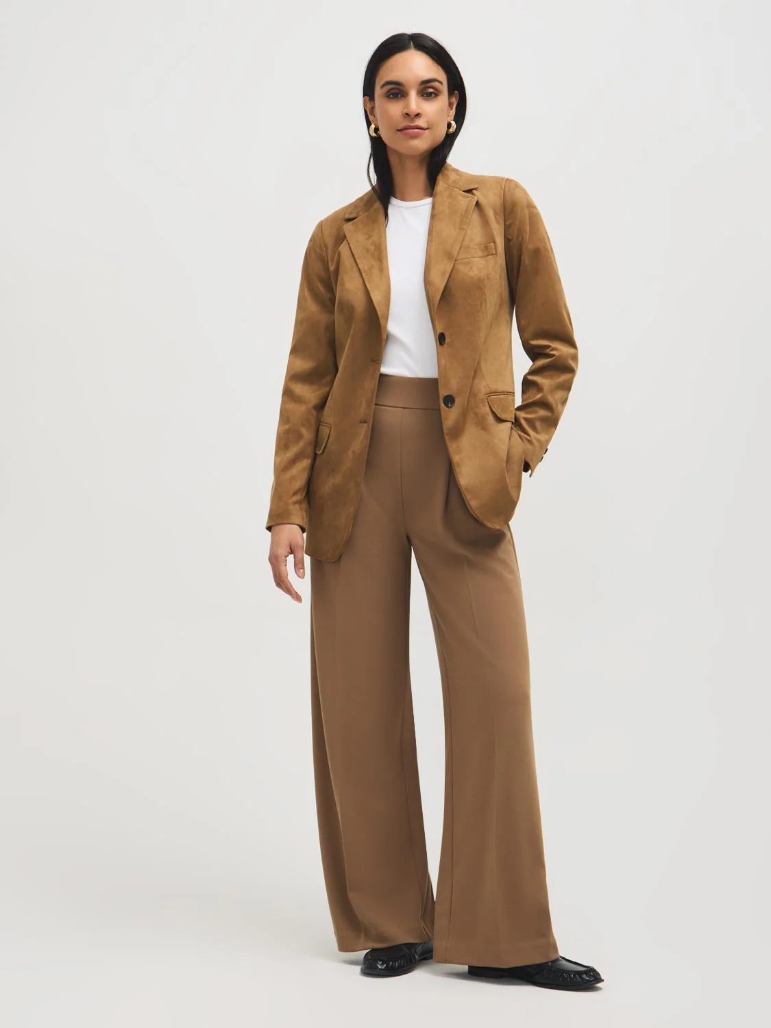 Pleated Wide-Leg Crepe Pants