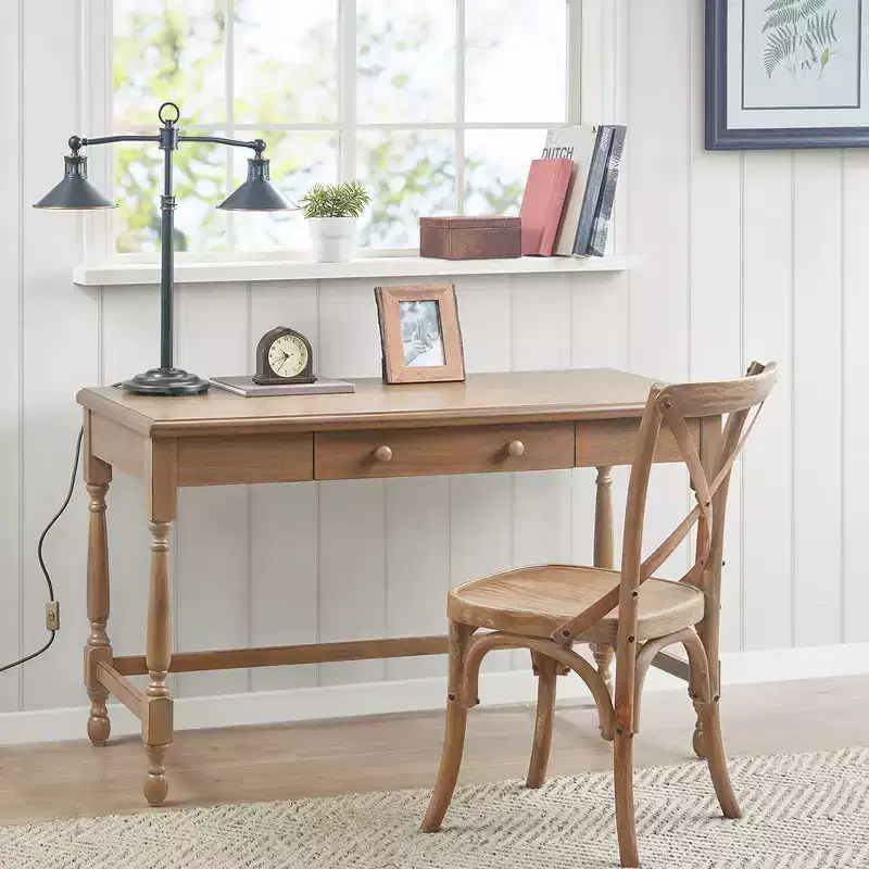 Traditional Wooden Writing Desk with 1 Center Drawer – 47.5