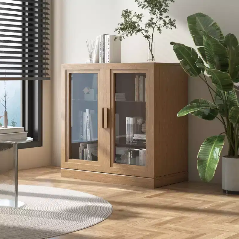 31x31x16 Wood Accent Cabinet, Storage Organizer with Adjustable Shelves and Glass Doors for Kitchen Bedroom Entryway Living Room Dinning Room
