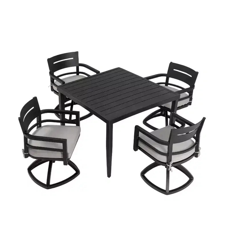 Christopher Knight Home Valerie Patio 5 Piece Aluminum Dining Set with Swivel and Sunbrella Cushions