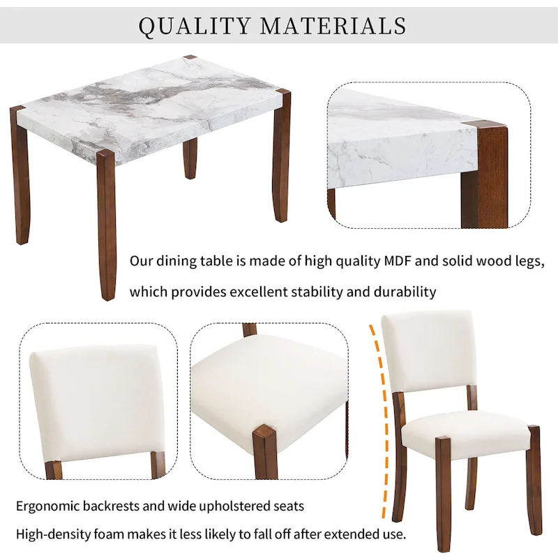 4-Piece Dining Table Set with 2 Upholstered Chairs and Bench