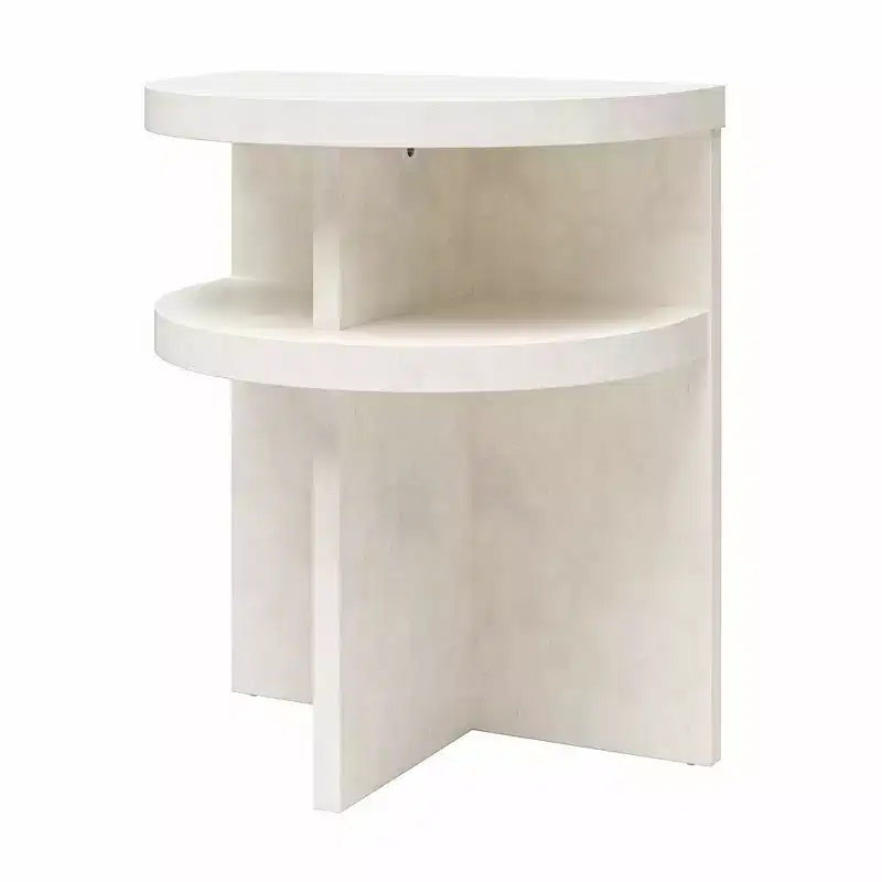 Daytona Modern Semicircle End Tables, Set of 2, Faux Plaster