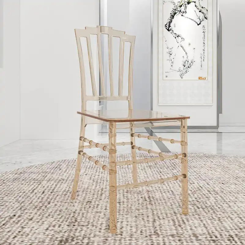 Modern Acrylic Dining Side Chair with Windsor Back Design