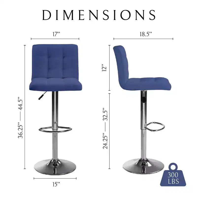 Bar Stools 1 Set of 2, Counter Height Bar Stools, Square Cushion Bar Stools with Back, Footstool, Cafe, 2 pieces