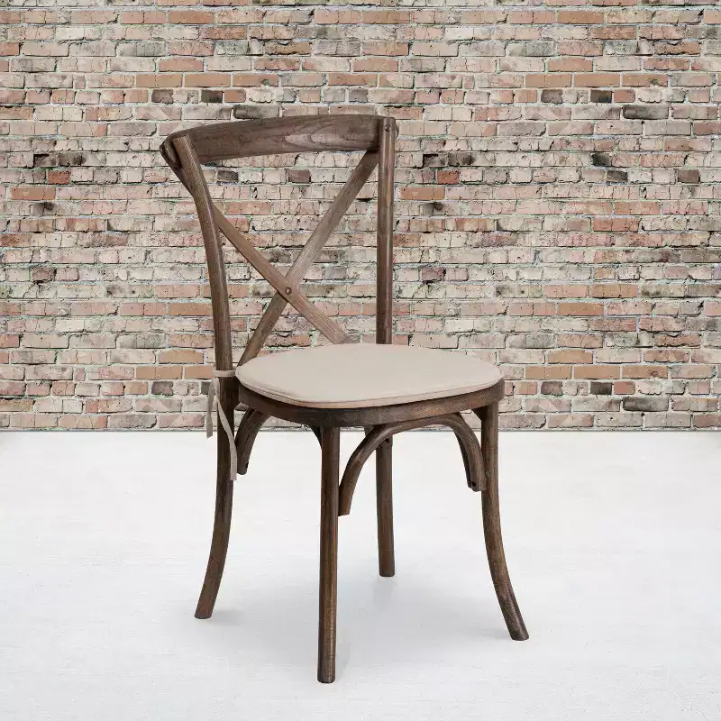 Emma and Oliver Stackable Wood Cross Back Dining Chair with Cushion