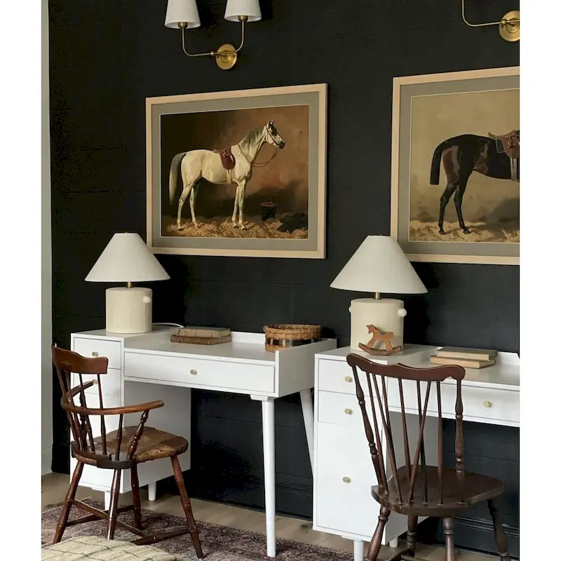 Daisy Modern Farmhouse Desk with Storage and Brass Accent Knobs
