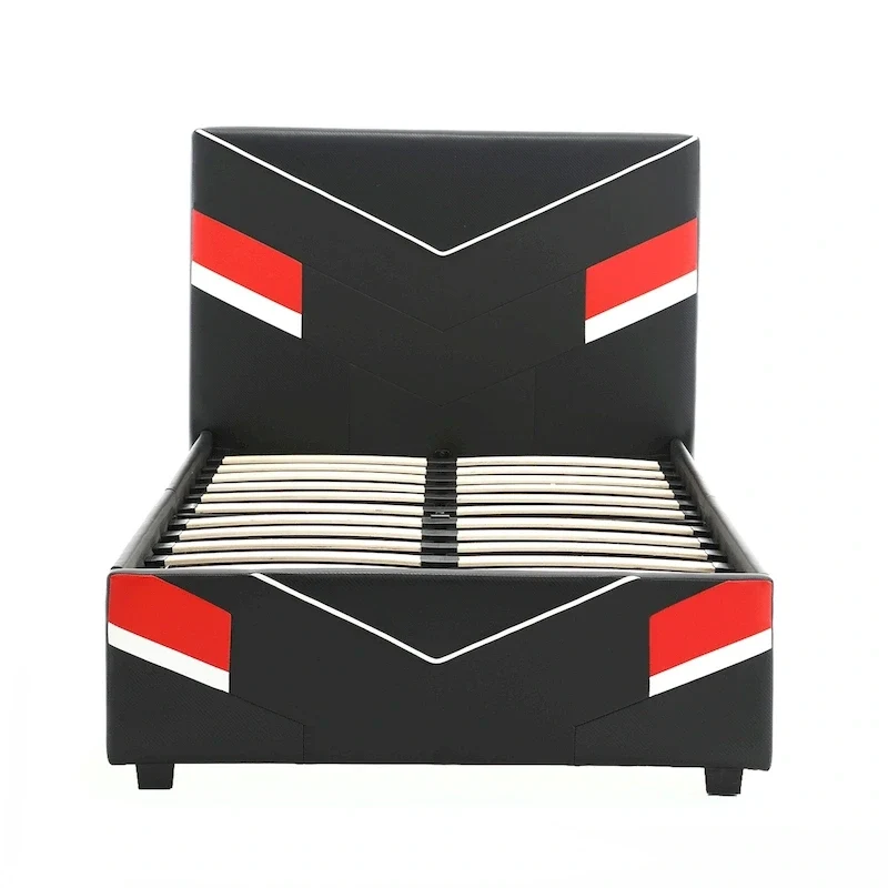 eSports Gaming Bed Frame, Black/Red, Twin