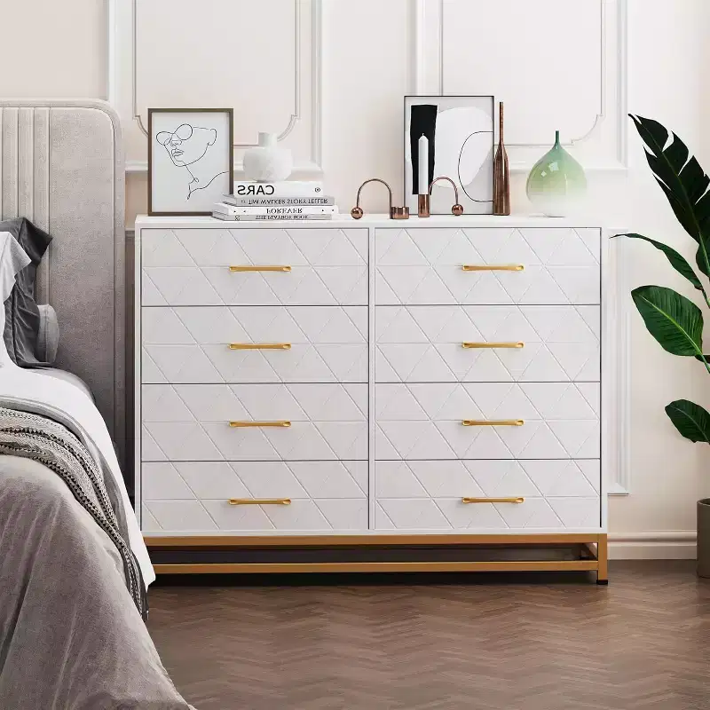 Acekool 8 Drawer Tall Dresser for Bedroom and Closet with Soft Close Glides and Anti Tip Safety Chest