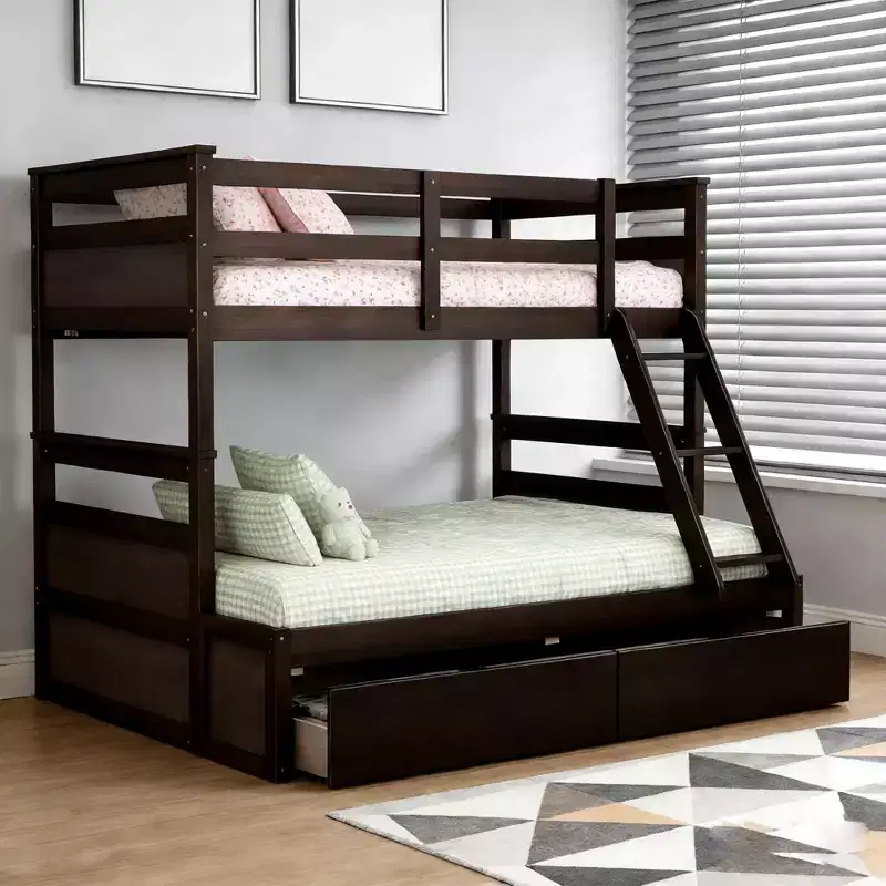 Twin Over Full Convertible Bunk Bed With 2 Storage Drawers