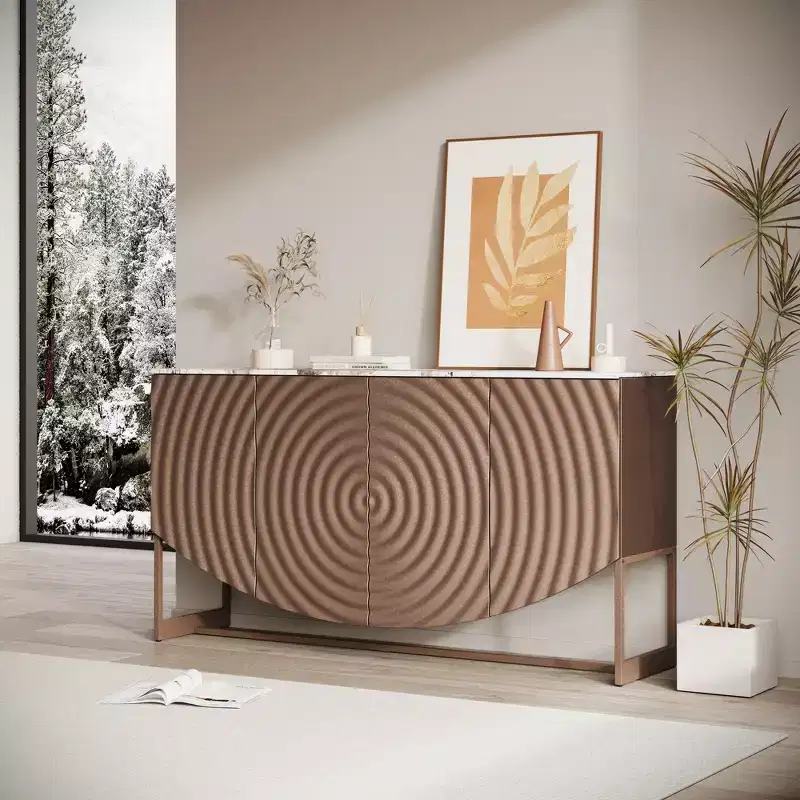 GDFStudio Thekla Modern Wave Texture Sideboard Storage Cabinet