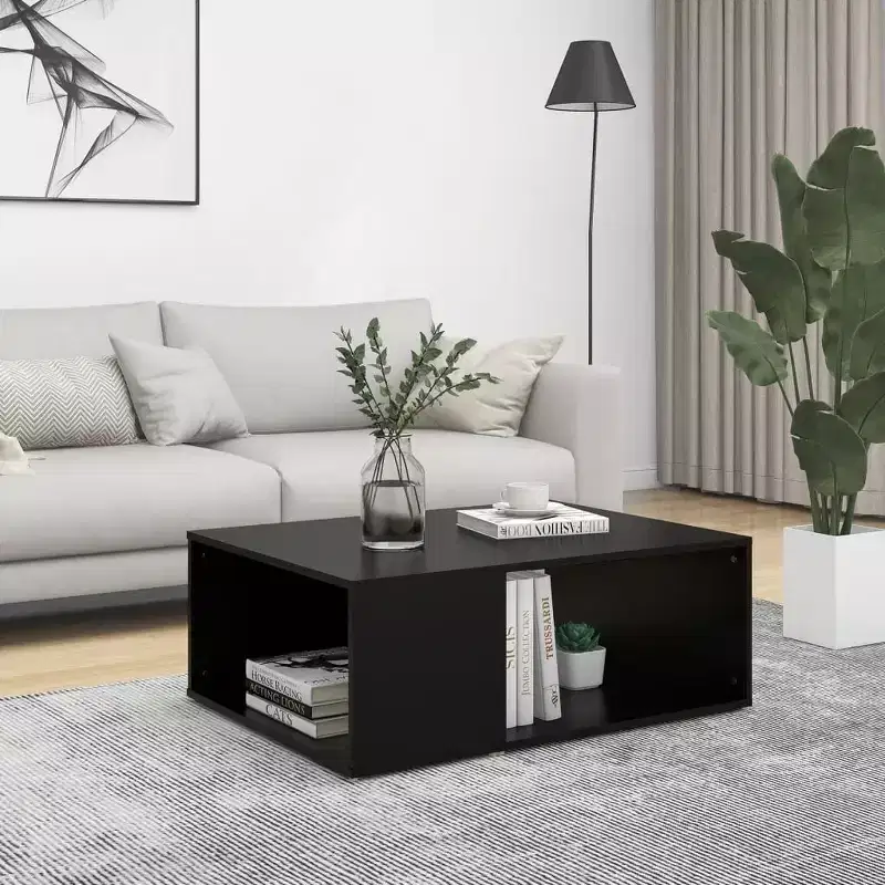 vidaXL Coffee Table Black Engineered Wood Medium Rectangular Modern