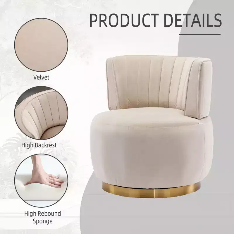 Round Armchair: Swivel, Velvet, Living Room