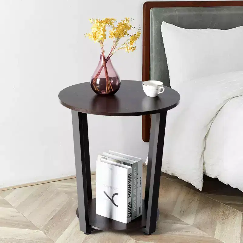 Chipboard & Iron Round 2-Tier End Table 22.5''H x 19.5'' diameter