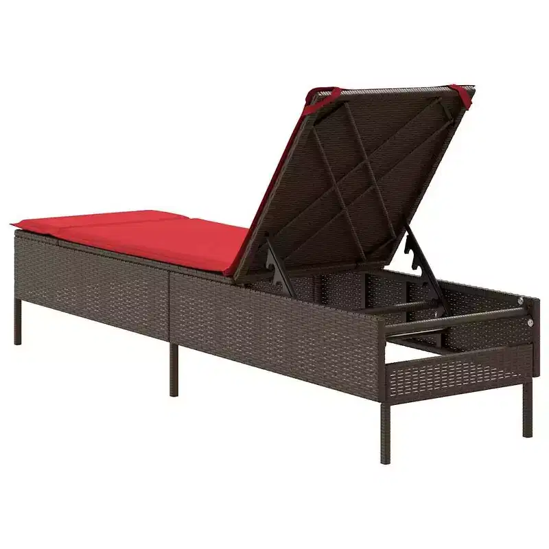 vidaXL Patio Sun Lounger PE rattan Standard Height-Adjustable
