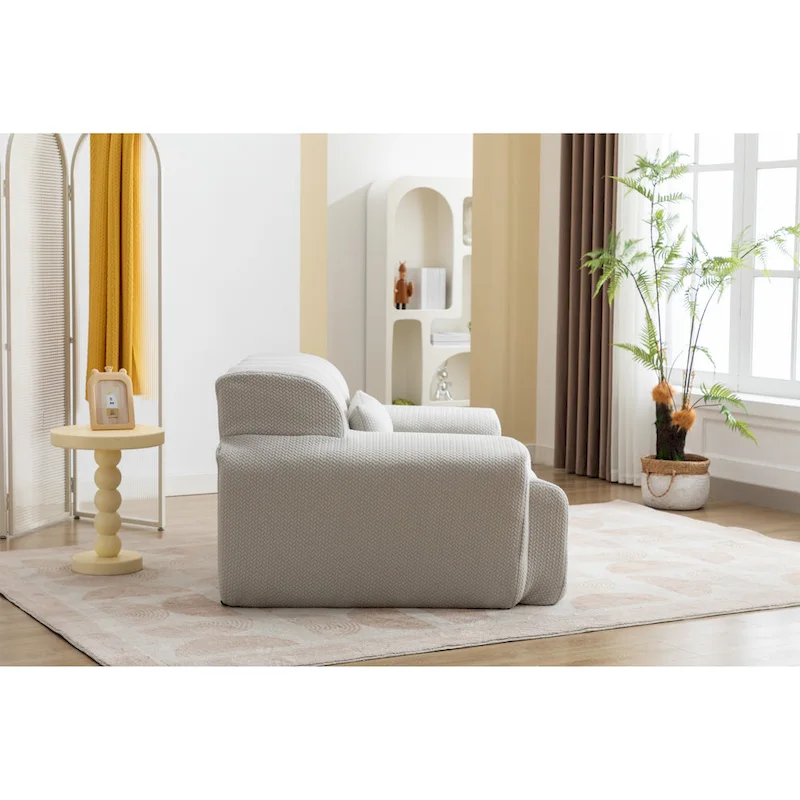 Beige Button-Tufted Accent Chair with High-Density Foam Cushion