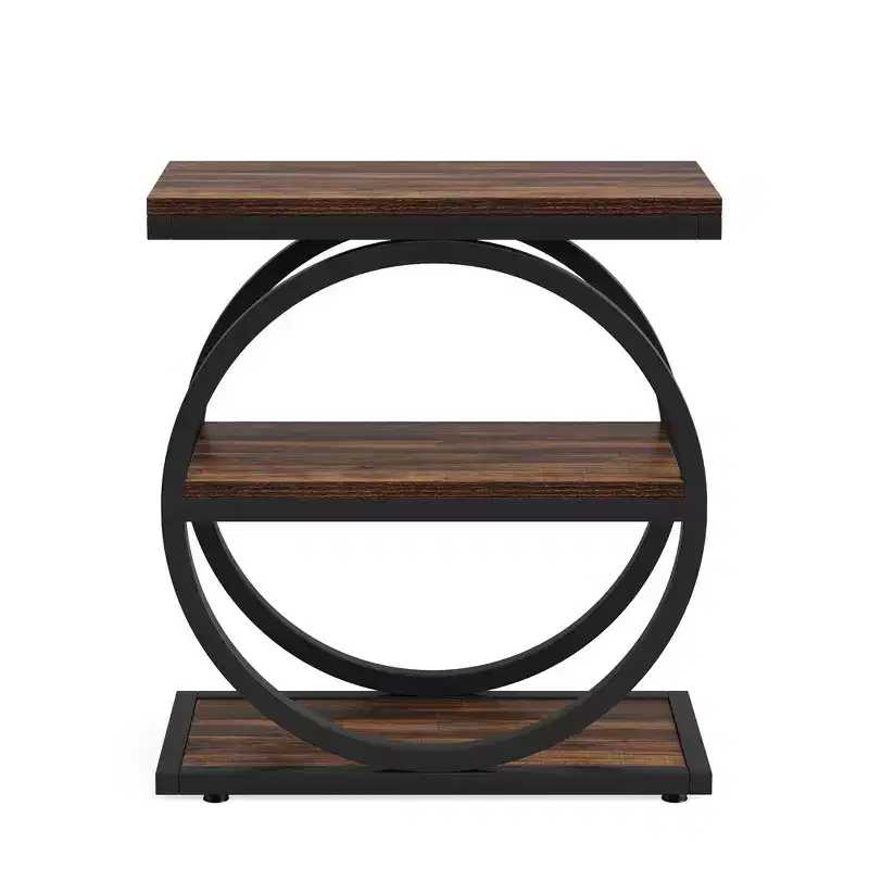 Industrial 3 Tier Sofa Side Table Slim Design Multifunctional Home Use
