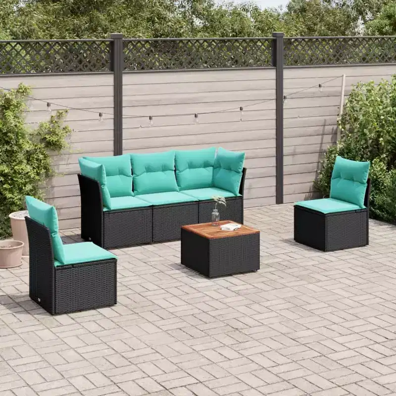 vidaXL 6 Piece Patio Sofa Set with Cushions Poly Rattan
