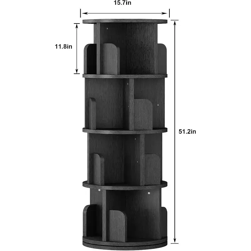 4-Tier Rotating Bookshelf, Waterproof Corner Display Storage Rack