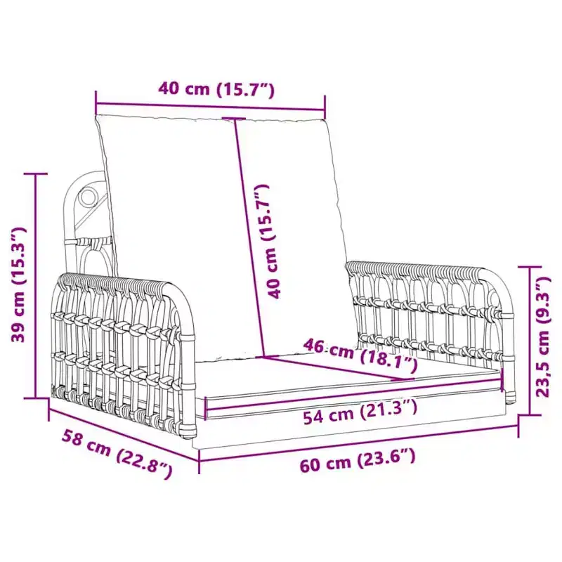 vidaXL Swing Chair Brown and black PE rattan Standard Durable