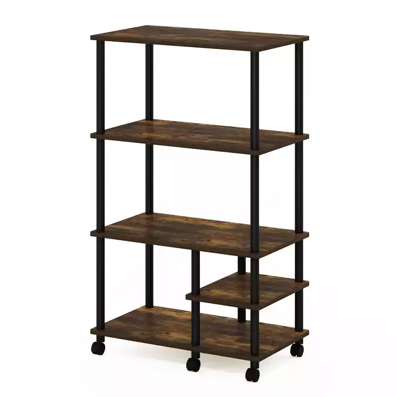 4-Tier Kitchen Baker's Rack Microwave Storage Cart | Amber Pine | 46