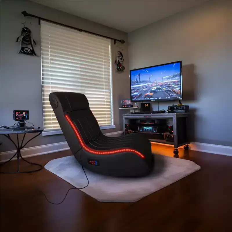GDFStudio Claudia Bluetooth Floor Foldable Gaming Chair with Vibration Massage