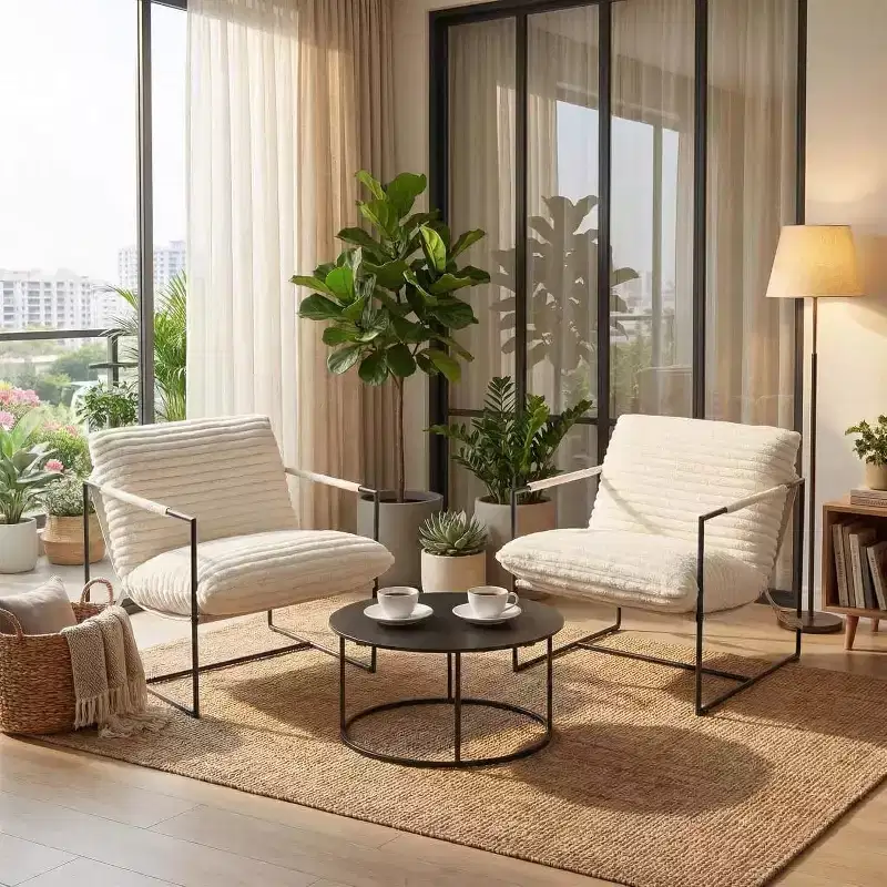 GustoWave Contemporary Sling Accent Chair Set of 2, Modern Casual Chairs for Living Room, Reading Corner or Guest Room