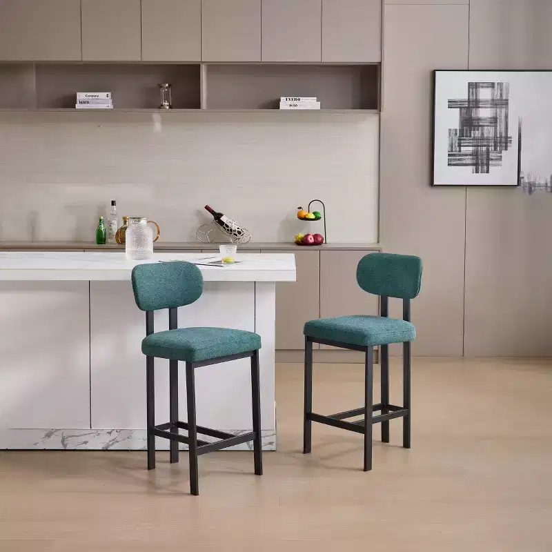 Upholstered Boucle Dining Chairs Set of 2 – Multiple Colors, Metal Legs