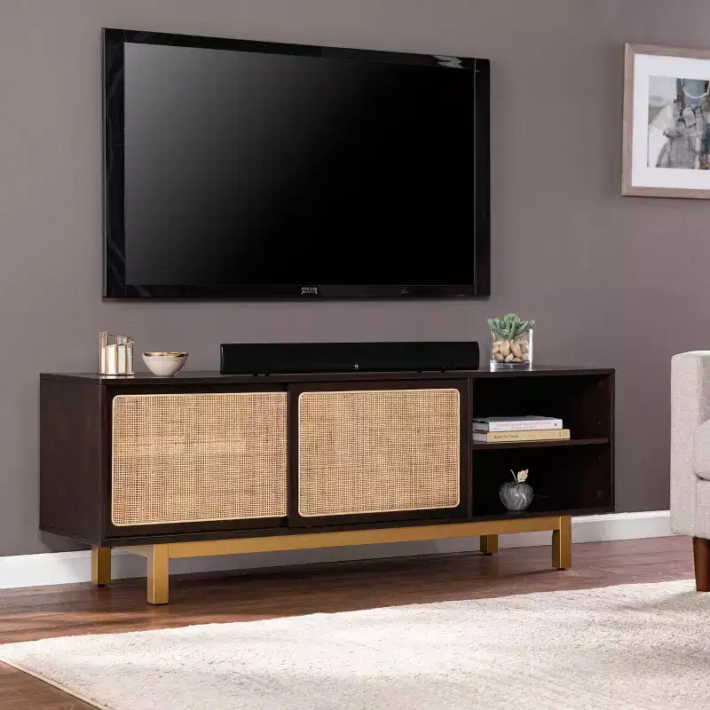 Carondale Sliding Door Media Stand - Brown - SEI