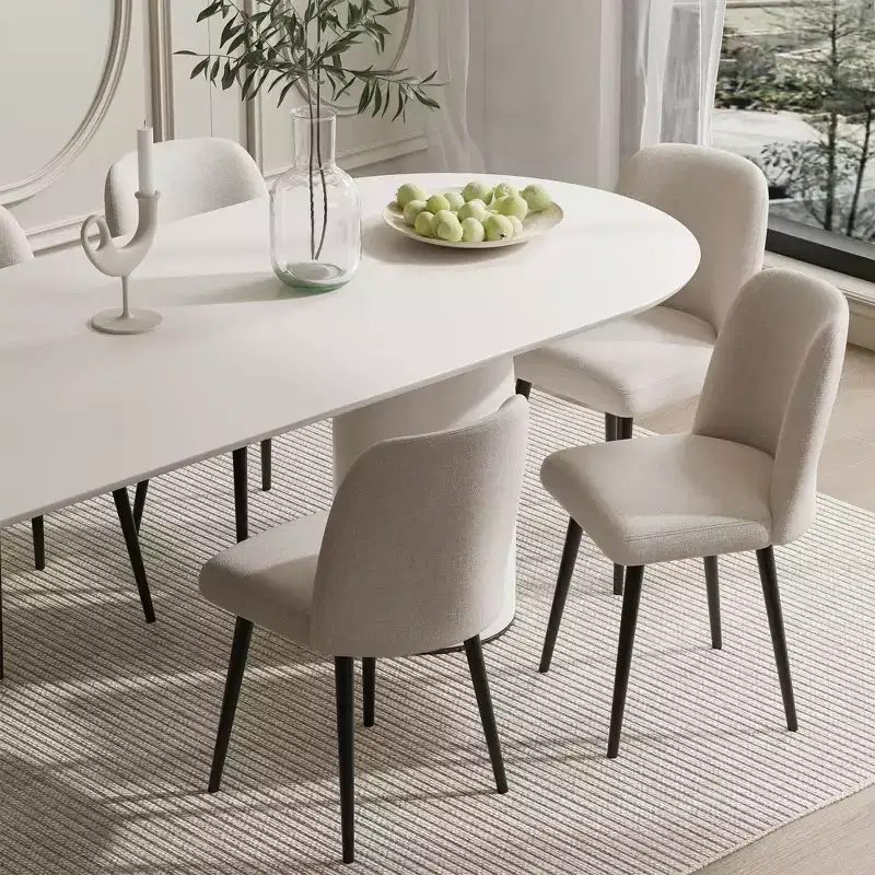 Pexfix Linen Upholstered Dining Chairs with Black Legs Set of 2