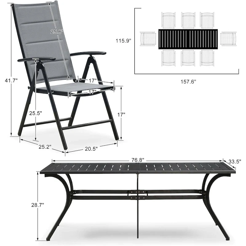 PURPLE LEAF Outdoor Patio Dining Set Folding Chairs And Table