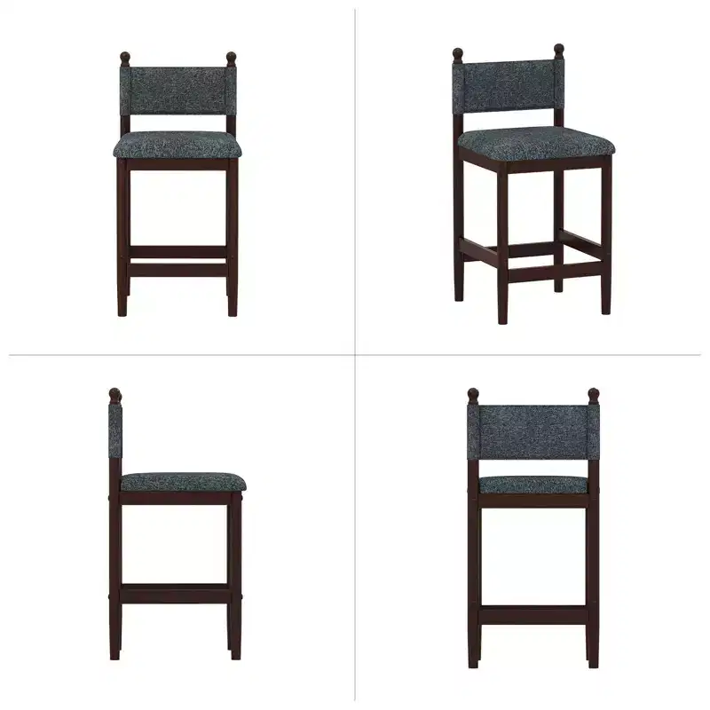 Bestier Upholstered Bar Stools with Fabric Backrest, Wooden Frame and Sturdy Legs,set of 2