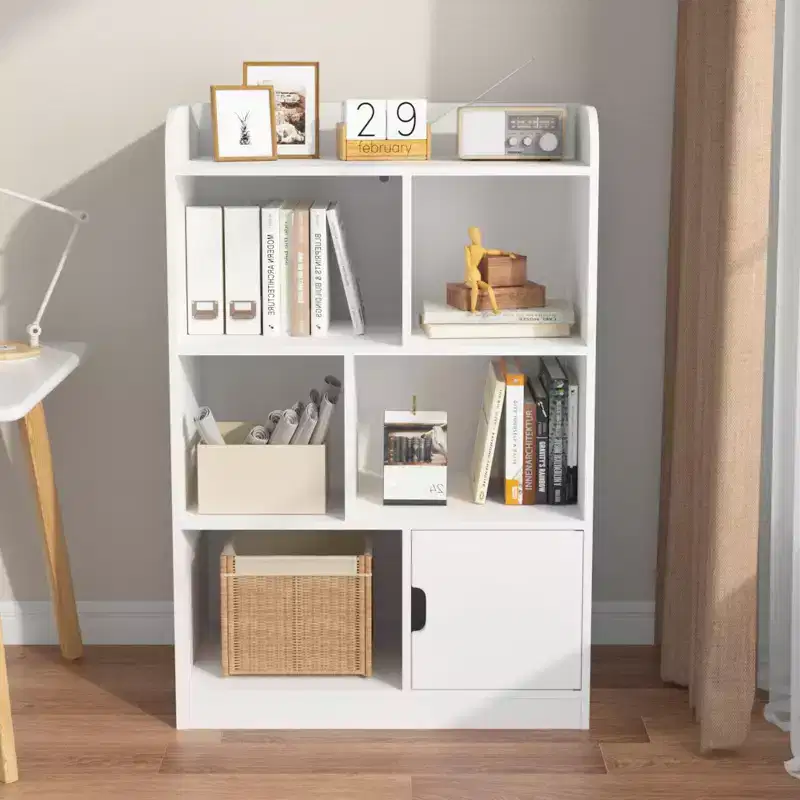 Kids Bookshelf with 6 Compartments, Freestanding Cube Organizer for Bedroom